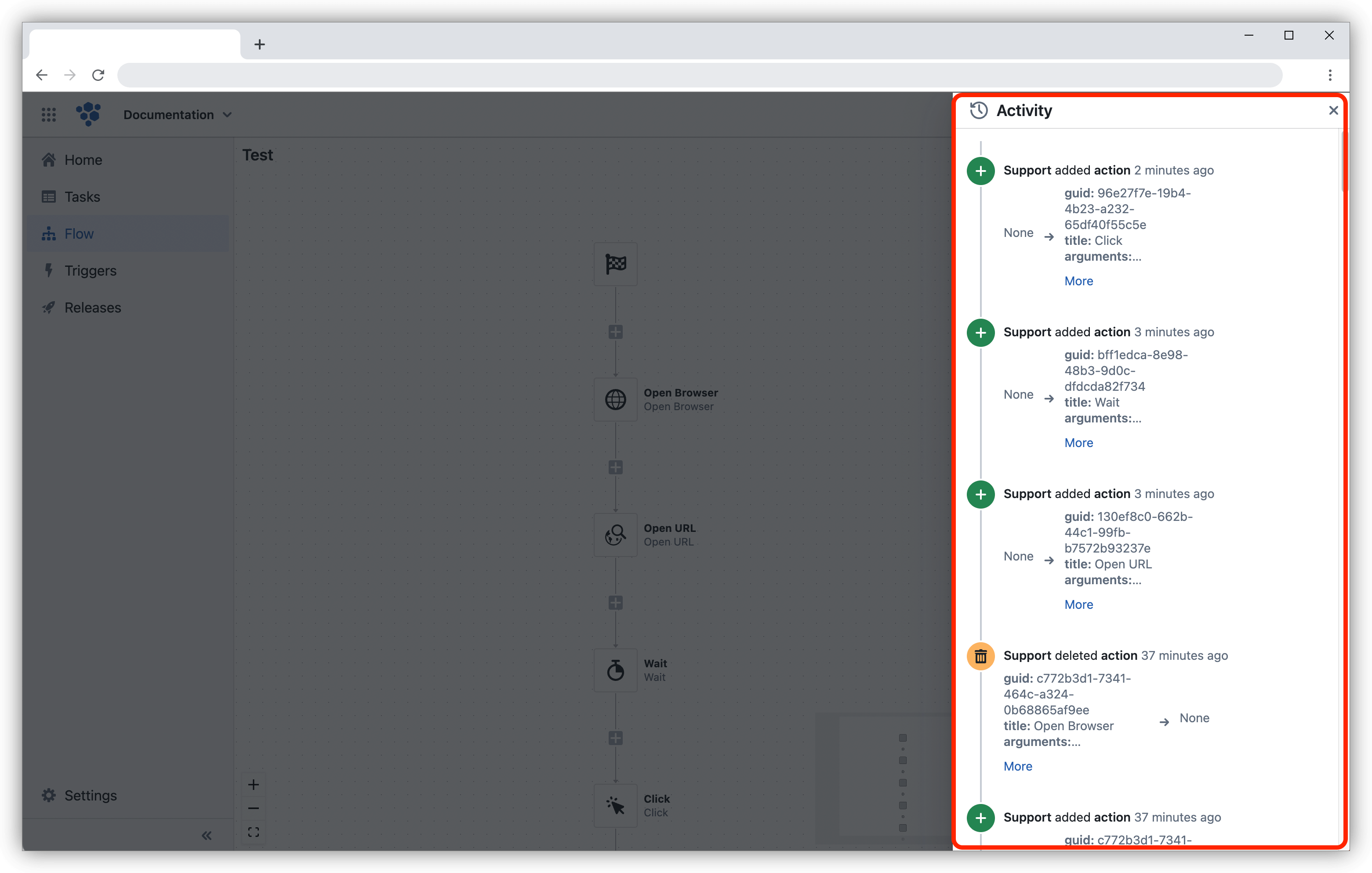 Activity logs