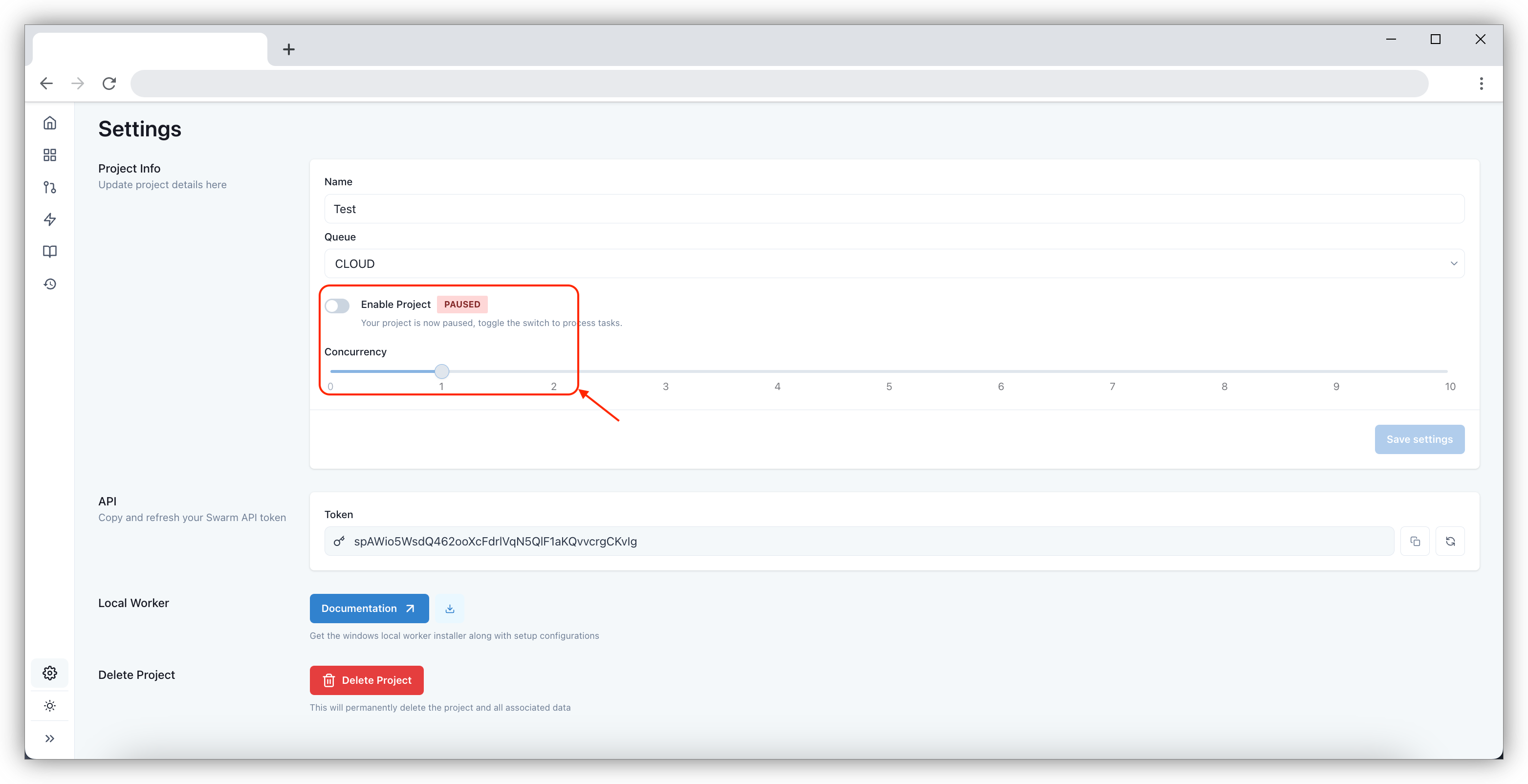 Paused status in dashboard