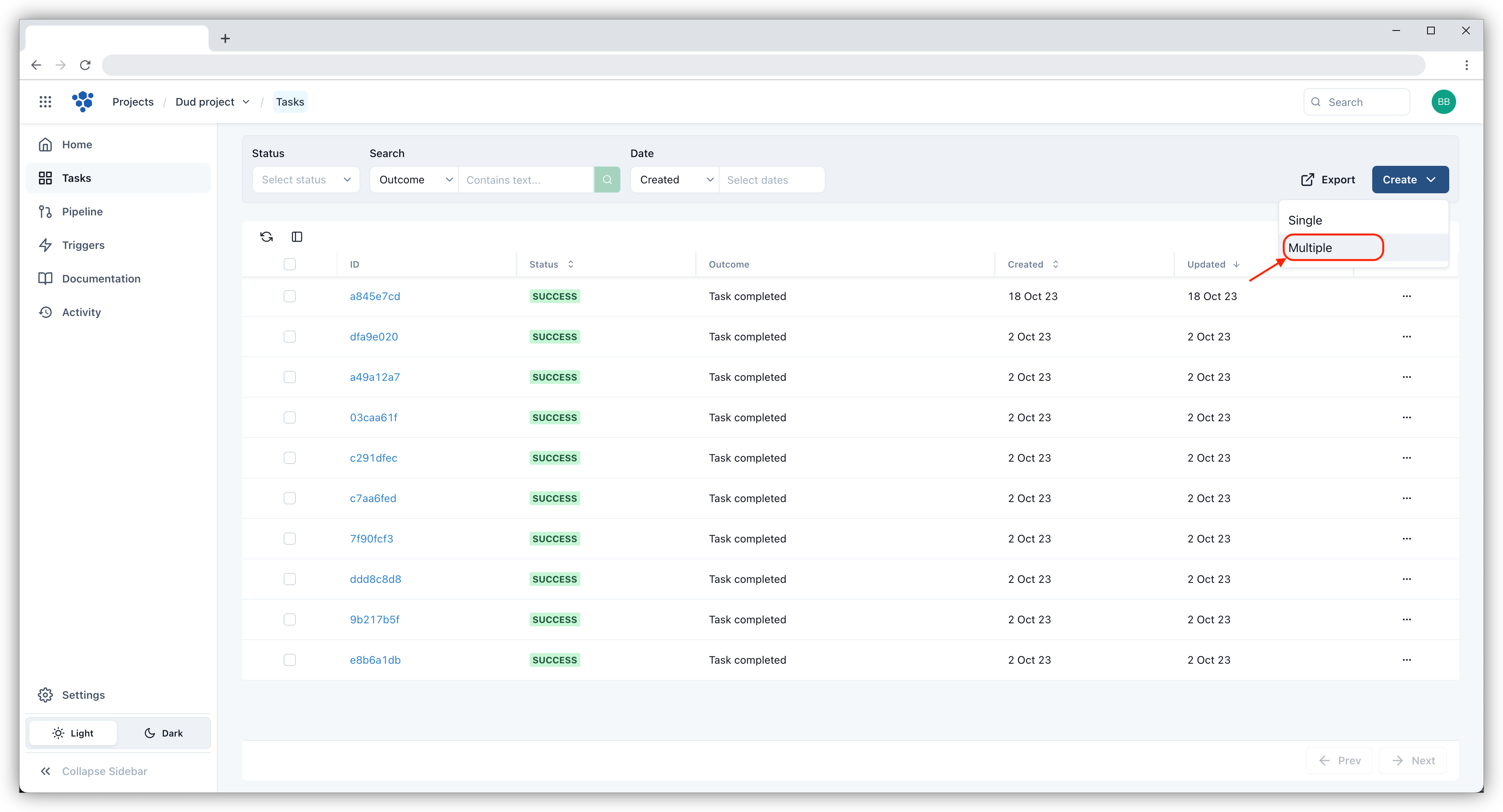 Creating multiple tasks - first step