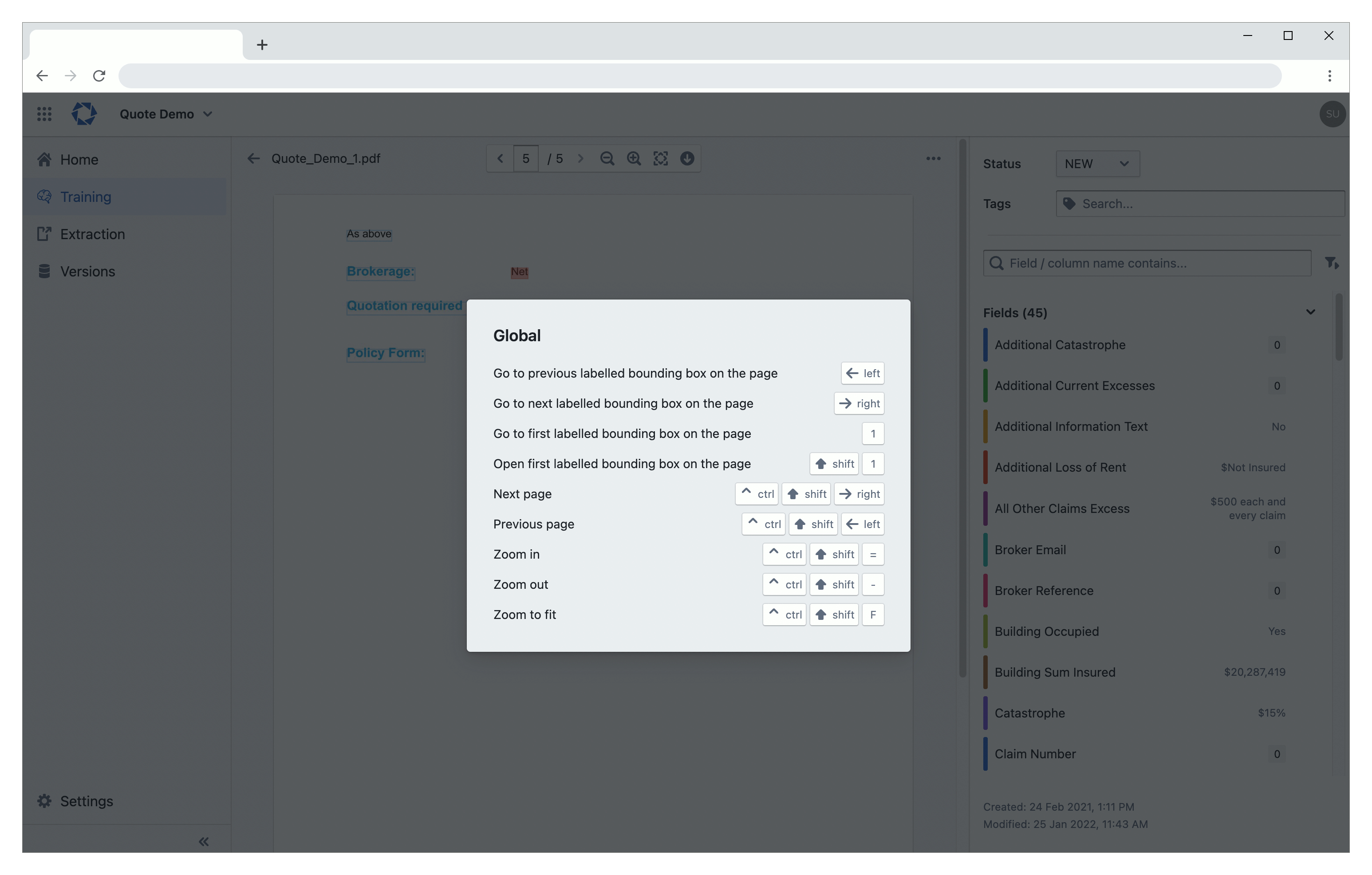 Keyboard shortcuts