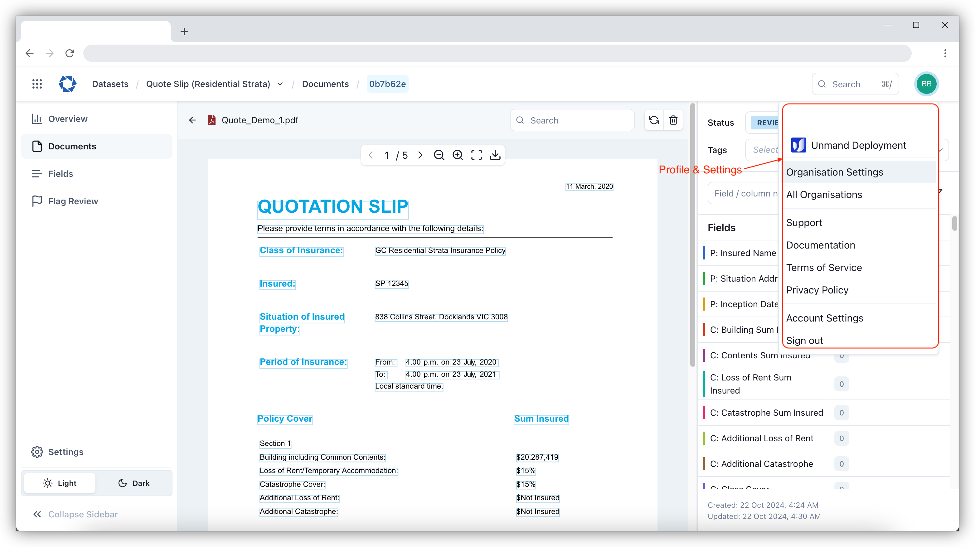 Portal Navigation Profile and Settings