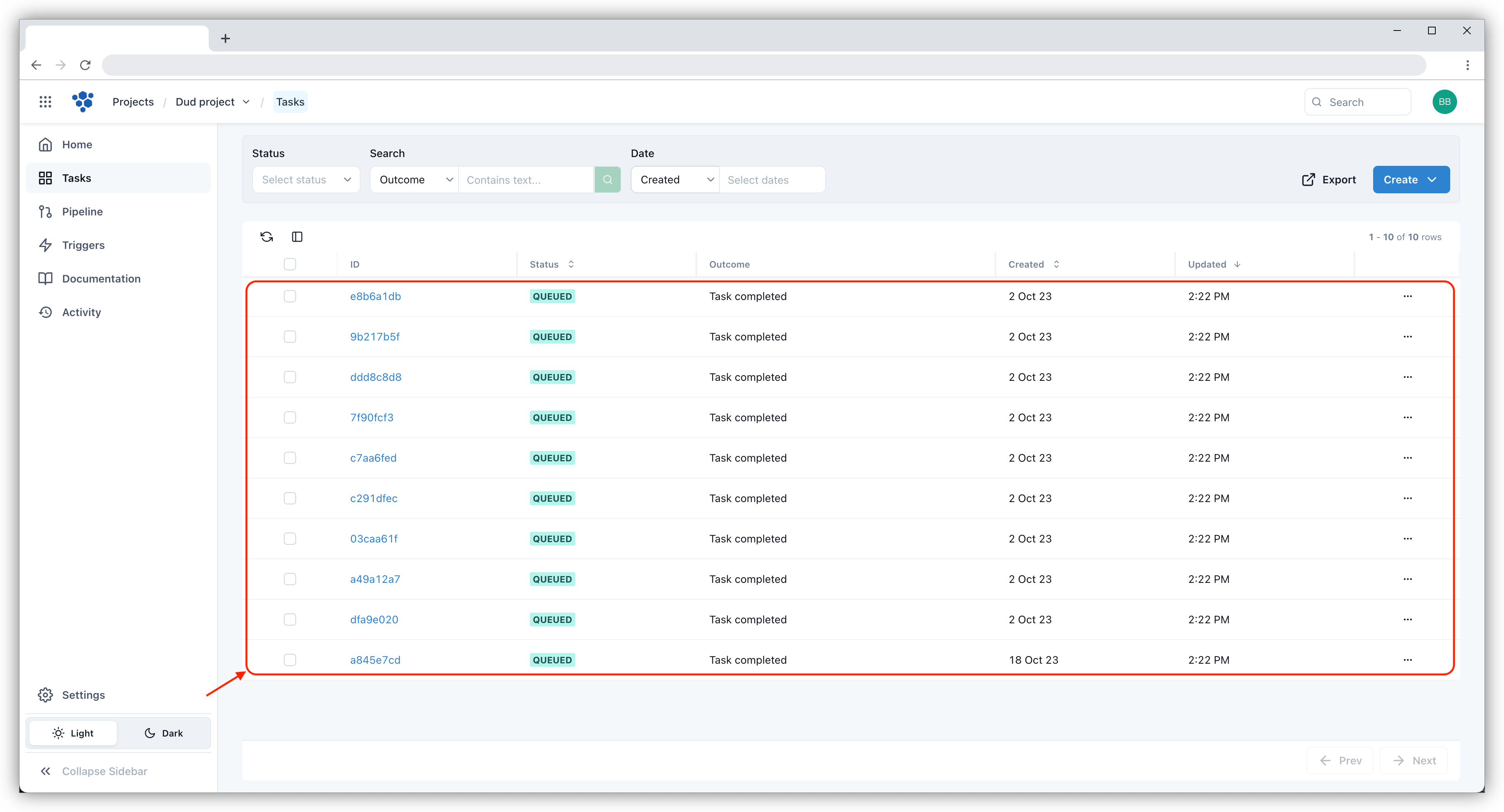 Creating multiple tasks - third step